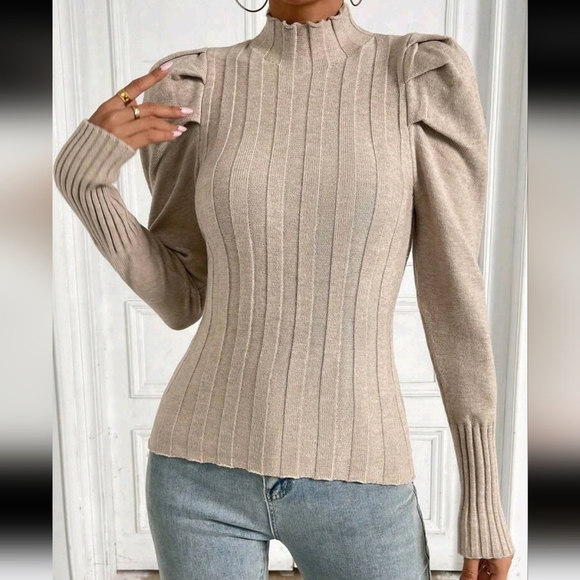 Mock Neck Gigot Sleeve Sweater - Picture 5 of 5